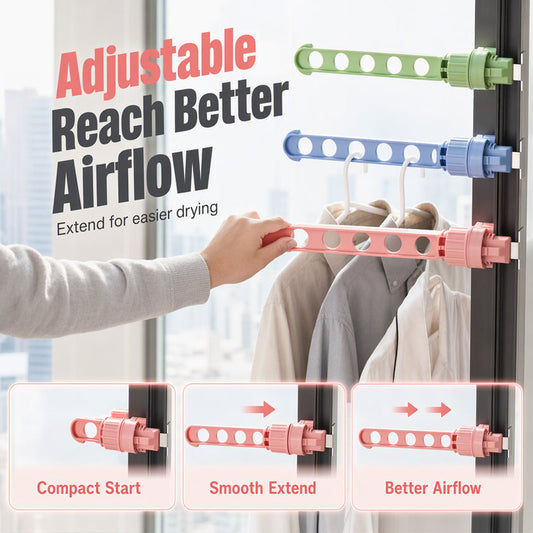 🪟 Space Saving Window Drying Rack: Tool-Free Twist Clamp, No Drilling