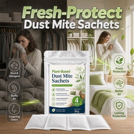 🌿 Plant-Based Dust Mite Sachets: 4Pcs, Fresh Bedding & Closets, Natural Odor Refresh, Daily Home Care