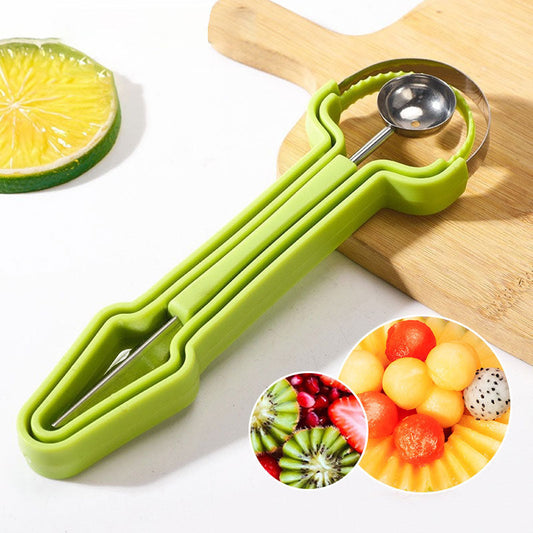 🍉 3-in-1 Melon Baller & Carving Set: Stainless Steel, Sharp Edges, Ergonomic Handle