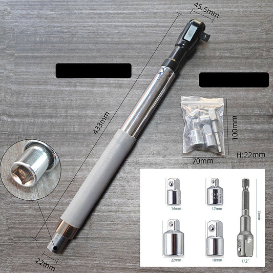 🔧 Extended Ratchet Wrench: 430mm, 1/2" Drive, Reversible, Chrome Vanadium Steel, Knurled Grip
