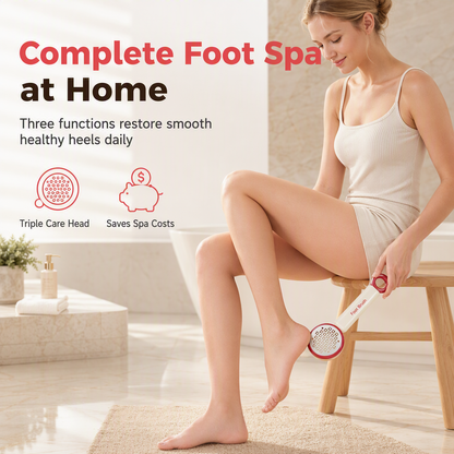 🦶 3-in-1 Foot Scrub & Callus Remover: 304 Stainless Steel, Rubber Bristles, Compact, for Home Spa