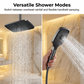 🚿  Digital Shower System: Water-Powered Display, Starry Sky LED, 4 Modes, Storage Shelf