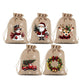 🎄 Christmas Burlap Gift Bags: Drawstring, Festive Print, 2 Sizes, for Treats, Party Favors & Stockings