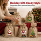 🎄 Christmas Burlap Gift Bags: Drawstring, Festive Print, 2 Sizes, for Treats, Party Favors & Stockings