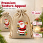 🎄 Christmas Burlap Gift Bags: Drawstring, Festive Print, 2 Sizes, for Treats, Party Favors & Stockings