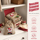 🎄 Christmas Burlap Gift Bags: Drawstring, Festive Print, 2 Sizes, for Treats, Party Favors & Stockings