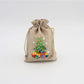 🎄 Christmas Burlap Gift Bags: Drawstring, Festive Print, 2 Sizes, for Treats, Party Favors & Stockings