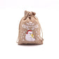 🎄 Christmas Burlap Gift Bags: Drawstring, Festive Print, 2 Sizes, for Treats, Party Favors & Stockings