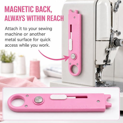 🧵 2-in-1 Needle Threader & Seam Ripper: Built-In Magnifier, Magnetic, Dual-Scale, for Sewing