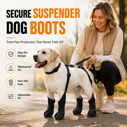 🐕 Anti-Drop Dog Boots: Suspender Harness System, Waterproof, Non-Slip, All-Weather Protection