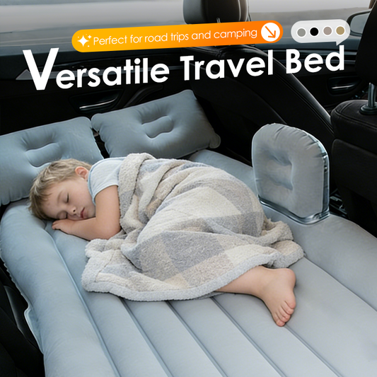 🛏️ Inflatable Car Mattress: Anti-Leak Valve, Anti-Drop Barriers, Skin-Friendly, with Pillows & Pump