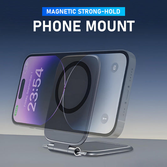 🧲 Magnetic Phone Mount: Strong Hold, Multi-Angle Bend, Heat-Resistant, Anti-Vibration, for Car & Desk