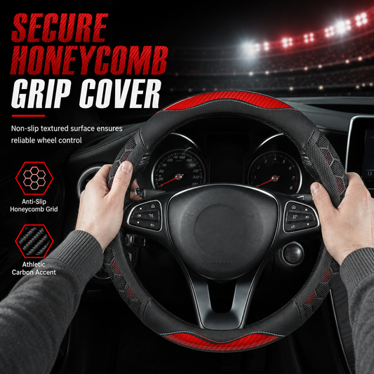 🚗 Honeycomb Grip Steering Wheel Cover: Anti-Slip, Heat-Dissipating, Universal Fit, O/D Shape