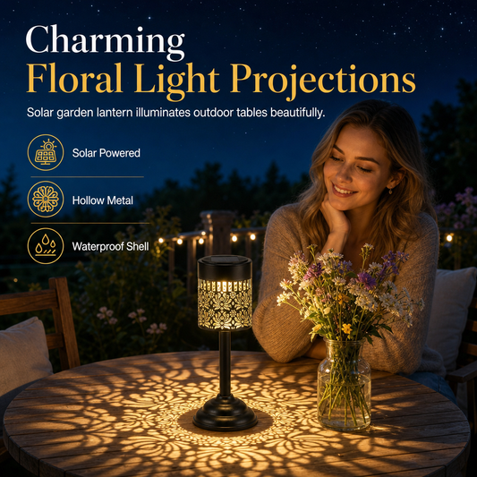 🌸 Solar Floral Light Projector: Laser-Cut Mandala Shadows, Auto Charging, IP65 Waterproof