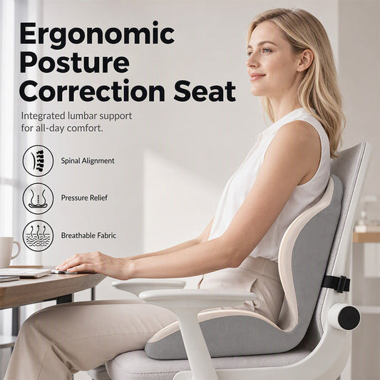 🪑 Ergonomic Seat Cushion: Memory Foam, Lumbar Support, Posture Correction