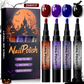 🎃 Halloween Nail Polish Pen Set: Quick-Dry, Odorless, Water-Based, 4 Festive Colors, Pen-Style