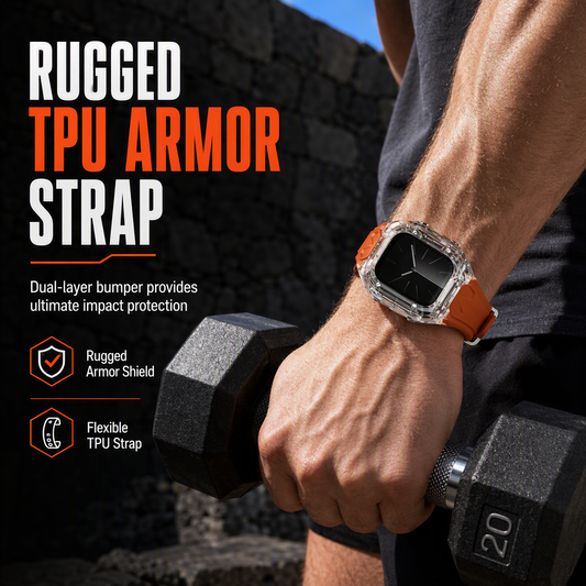 🛡️ Rugged TPU Watch Strap: Dual-Layer Armor, Shockproof, Scratch-Resistant, Precise Cutouts