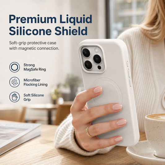 📱 Liquid Silicone Phone Case: Magnetic Ring, Scratch-Free Flocking, Soft Grip, 40g Lightweight