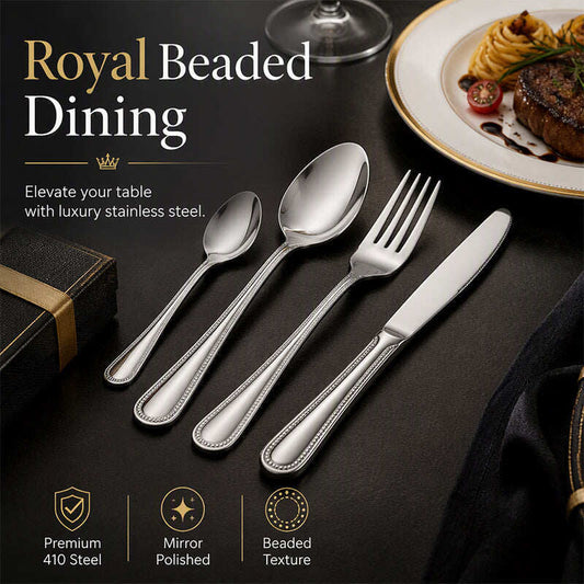 🍽️ Stainless Steel Cutlery Set: Mirror Finish, 410 Steel, 4-Piece