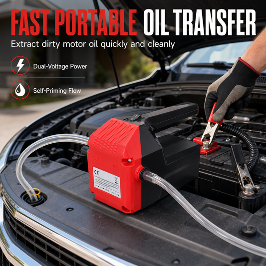 ⚡ Electric Oil Transfer Pump: 12V/24V, Self-Priming, Battery Clamps, for Diesel & Motor Oil