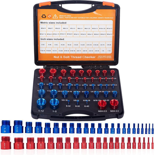 🔩 Thread Pitch Gauge Set: Metric & Imperial, Dual-Sided, Laser-Etched, 26/44-Piece, with Case