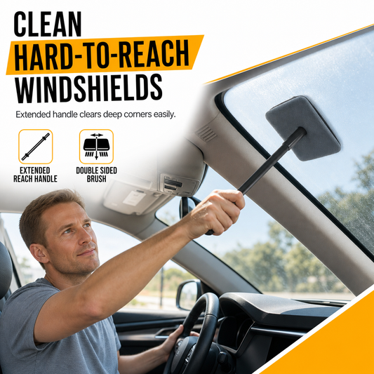 🚿 Extended Handle Windshield Cleaner: Coral Fleece, Suede, Streak-Free