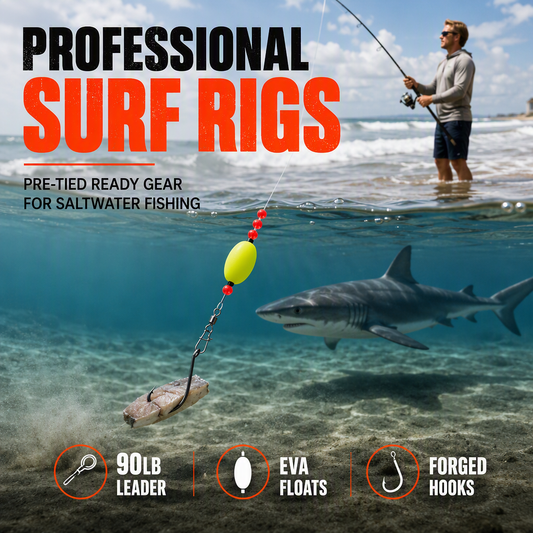 🎣 Pre-Tied Surf Fishing Rigs: High-Buoyancy Floats, Forged Circle Hooks, 90lb Leader, Ready to Use