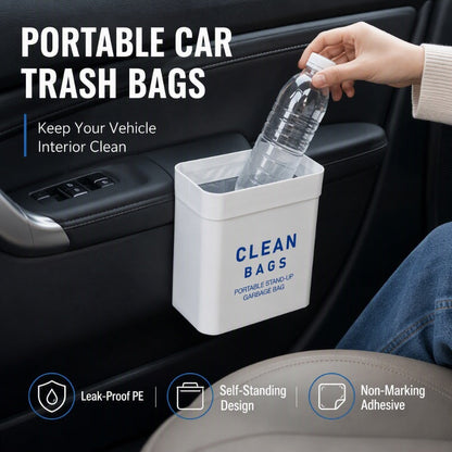 🚗 Self-Standing Car Trash Bags: Stick-On, Leak-Resistant, Disposable, 20 Pcs, No Residue