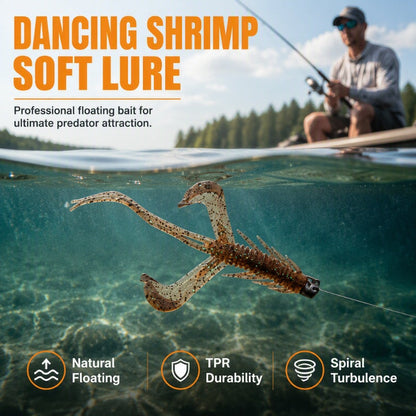 🦐 Floating Shrimp Soft Lures: 8 Pcs, 6cm, Reverse Thread Action, Scented, High-Elasticity TPR