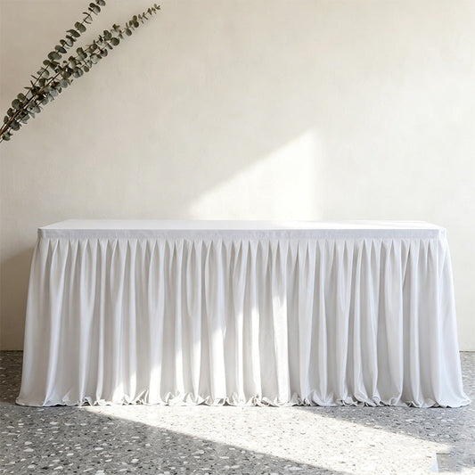 🎉 Pleated Table Skirt: Elegant Box Pleats, Durable Polyester, 4/6/9ft, 11 Colors, for Events