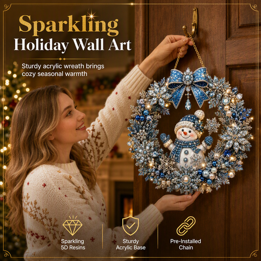 💎 DIY Christmas Diamond Art Kit: Rhinestone Wreath, 25x25cm, with Diamond Pen & Tray, Wall Decor