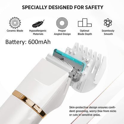 ✂️ 3-in-1 Electric Trimmer: Ceramic Blades, Nose & Ear, Beard & Body, USB Rechargeable, Quiet
