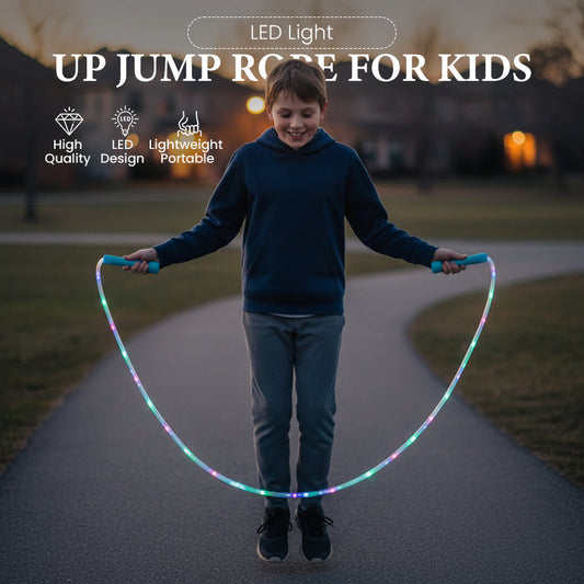 💡 LED Light-Up Skipping Rope: 3 Modes, Adjustable, Non-Slip Handles, PVC