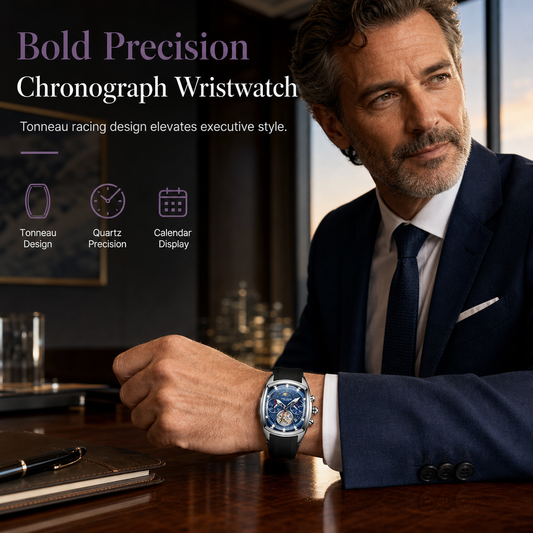⏳🔥LIMITED-TIME 50% OFF! ⏰Men's Tonneau Quartz Chronograph Watch – Skeleton Flywheel Dial, Moon Phase Calendar & Silicone Strap, Stylish Men's Wristwatch⌚️