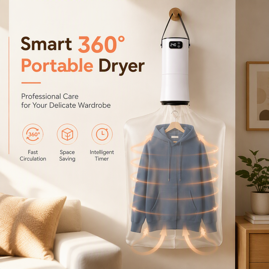 👕 Portable Clothes Dryer: Rapid Heat, Silent Night Drying, Foldable, Travel-Friendly, 4-Step Setup