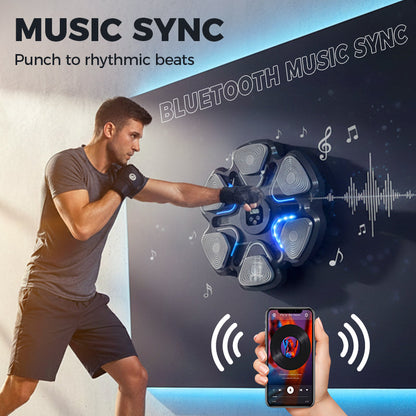 🥊 Smart Music Boxing Machine: Bluetooth Sync, 6-Point Pad, 9 Levels, Hit Counter, No Drilling