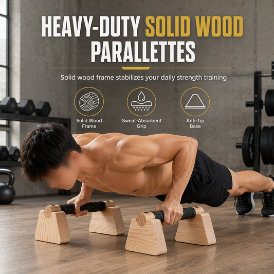 💪 Wooden Push-Up Bars: Solid Rubber Wood, Trapezoidal Anti-Wobble Base, Non-Slip Rubber Feet