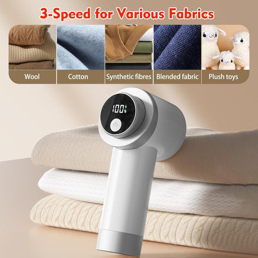 🔋 Fabric Shaver with Digital Display: 3 Modes, 6 Blades, Cordless, Rechargeable