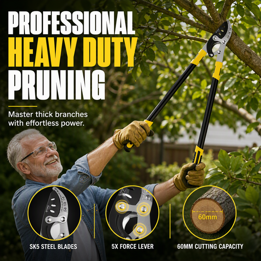 🌳 Heavy-Duty Pruning Shears: Compound Leverage, Hardened Steel Blade, Aviation Aluminum Frame