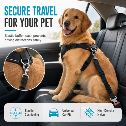 🐕 Dog Car Safety Harness: Elastic Nylon, Cushioned Braking, Zinc Alloy Clasp, Universal Fit
