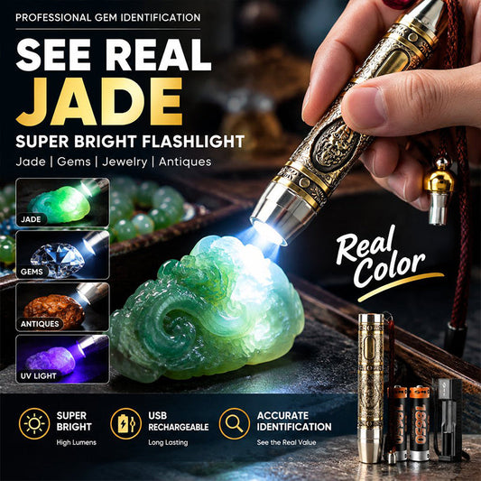 🔦 Jade Identification Flashlight: 3 Light Sources, 365nm UV, Aluminum Alloy, Rechargeable, with Scale