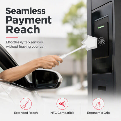 🚗 NFC Card Holder Wand: 25cm Extended Reach, Weatherproof, Ergonomic Grip