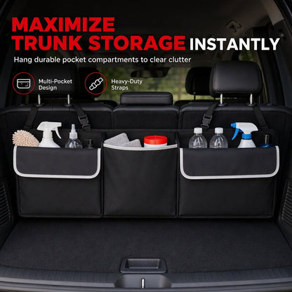 🚗 Car Trunk Organizer: Hanging, Oxford Fabric, Double Load, Adjustable Straps