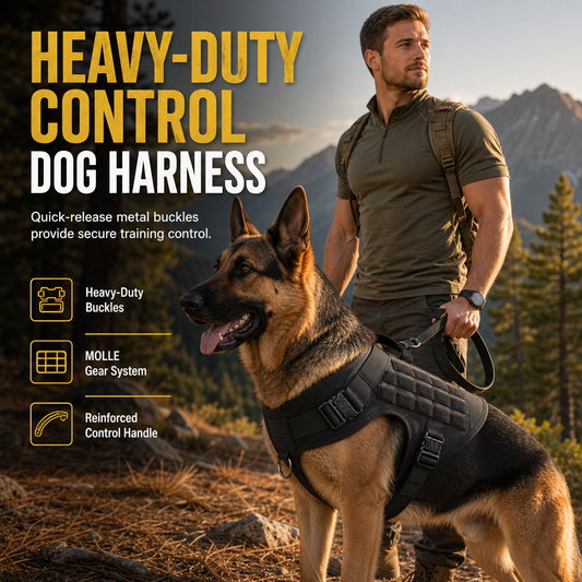 🐕 Tactical Dog Harness: Heavy Metal Buckles, Top Grab Handle, Breathable Mesh, Tear-Resistant Nylon