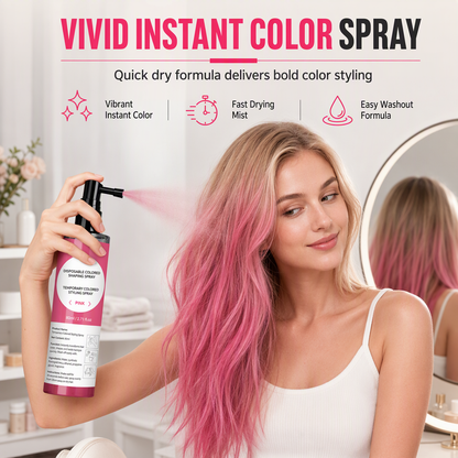 🎨 Instant Hair Color Spray: Vivid Shades, 5-Second Dry, Precision Nozzle, No Bleach, 7 Colors