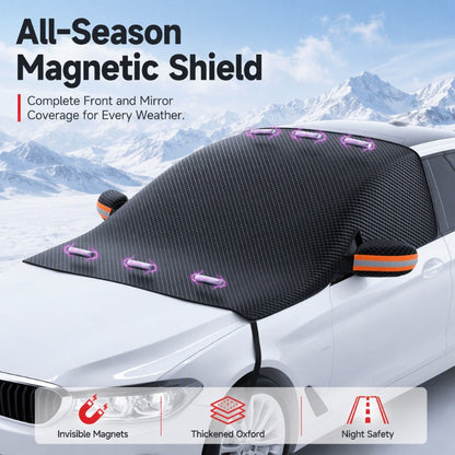 ❄️ Magnetic Car Windshield Cover: All-Season, Waterproof 4-Layer, Snow & Sun Shield, Reflective Strips