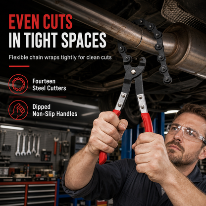 🔧 Car Exhaust Pipe Chain Cutter: Carbon Steel, High Leverage, Comfort Grip, Tight Spaces