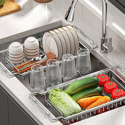 🍽️ Expandable Sink Drainer Basket: Stainless Steel, Quick-Drain, Non-Slip, Fits 42.5-55cm Sinks