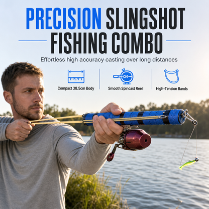 🎣 Slingshot Fishing Combo: Precision Launch, Double Rubber Band, 255g Lightweight, Compact