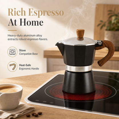 ☕ Classic Moka Pot: 8-Sided Design, Rich Crema, Aluminum, 150/300ml